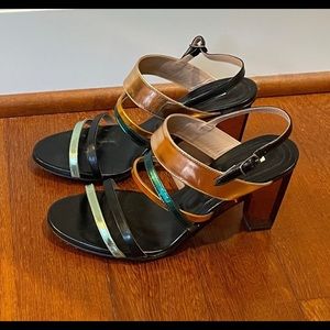 Dries van Noten Metallic Strap Lucite Heels